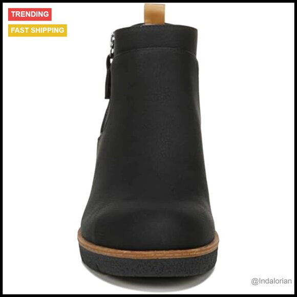 Wedge Booties Slip-On Zip Ankle Boots Faux Leather Comfort Arch Support Chic